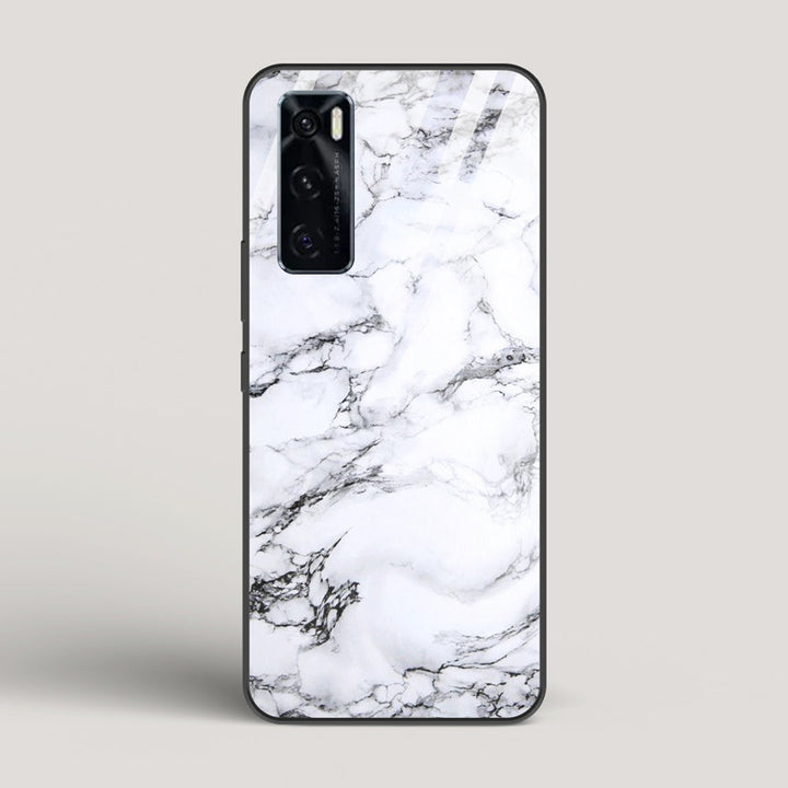 Marble White Luna - vivo V20 SE Glass Case