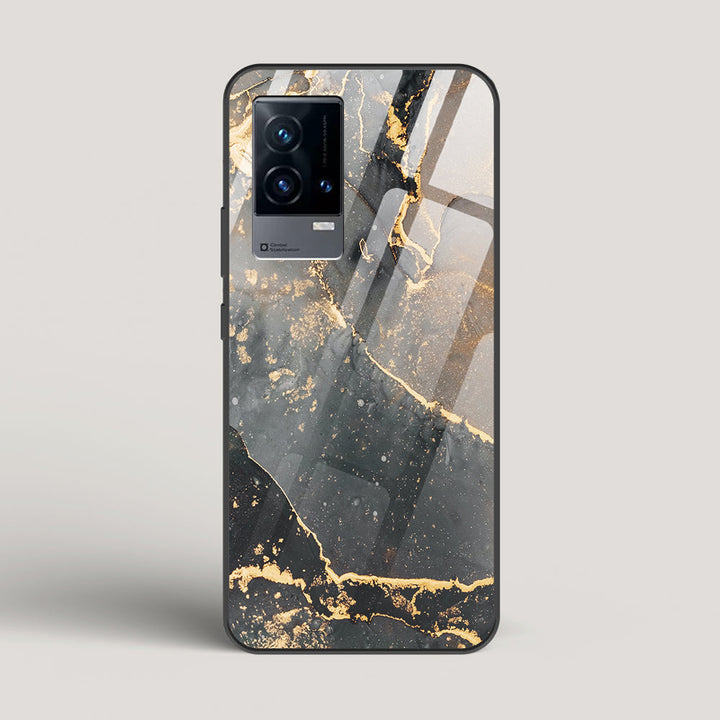 Black Gold Marble - vivo iQOO 9 Glass Case