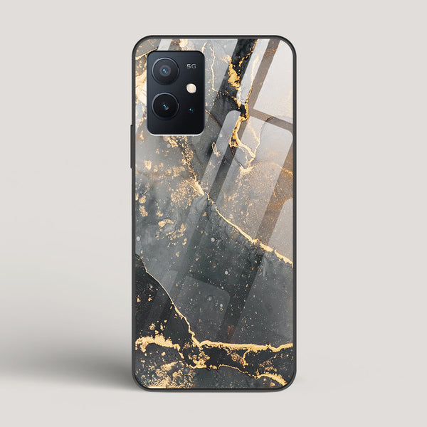 Black Gold Marble - vivo iQOO Z6 Glass Case