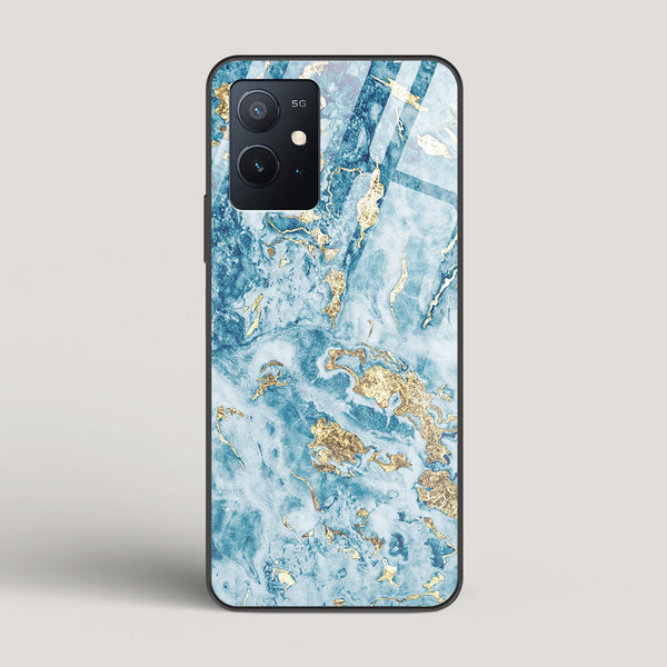 Blue & Gold Marble - vivo iQOO Z6 Glass Case