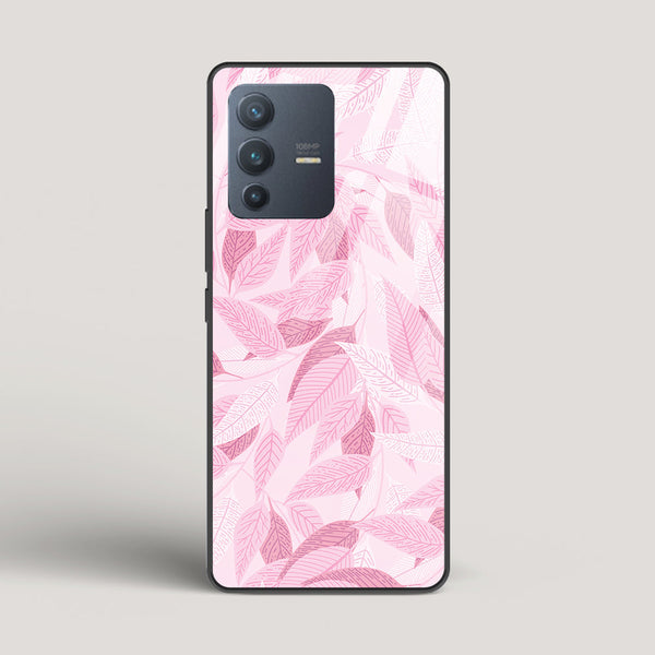 Pink Leaves Pattern - vivo V23 Pro Glass Case