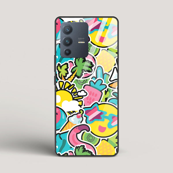 Tropical Summer Patterns - vivo V23 Pro Glass Case
