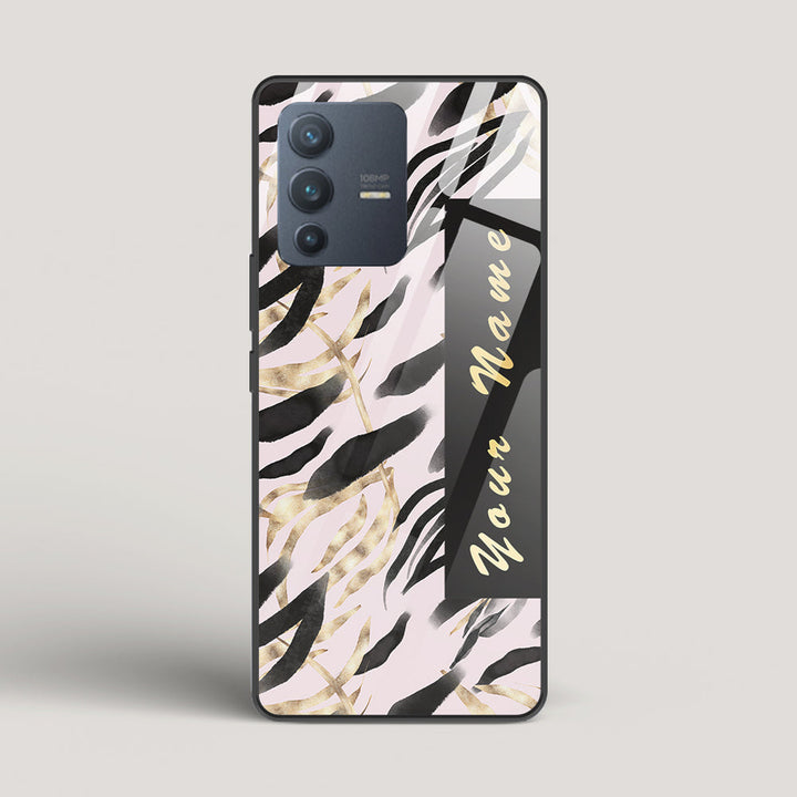 Golden Leaves  Name Edition Gold - Vivo V23 Pro Glass Case