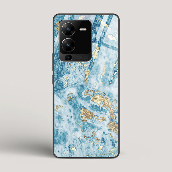 Blue & Gold Marble - vivo V25 Pro Glass Case