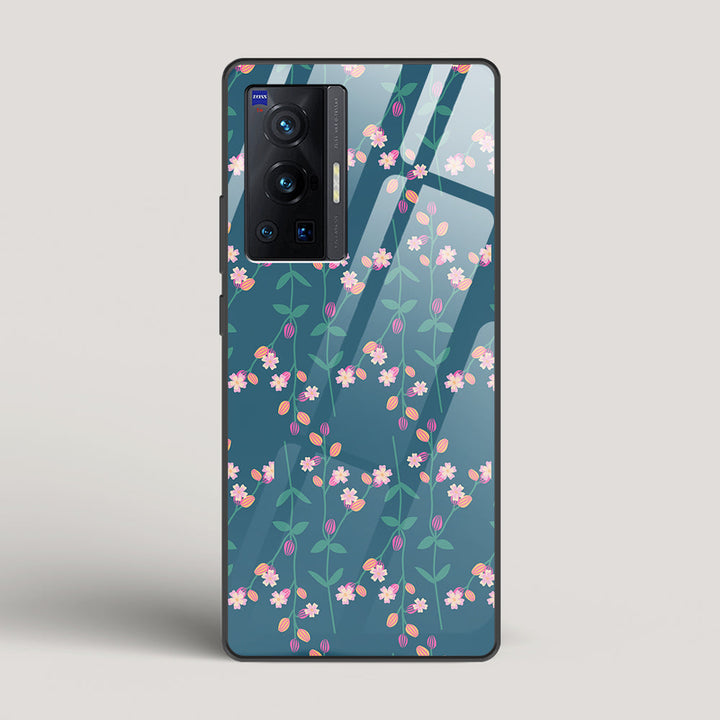 Blue Floral Pattern - vivo X70 Pro Glass Case