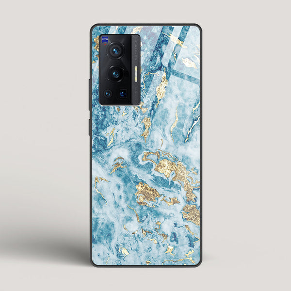 Blue & Gold Marble - vivo X70 Pro Glass Case
