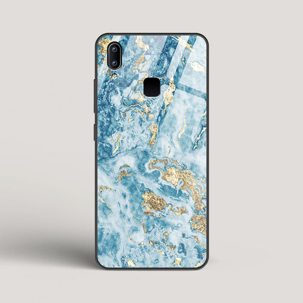 Blue & Gold Marble - vivo Y91 Glass Case