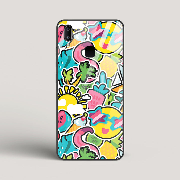 Tropical Summer Patterns - vivo Y91 Glass Case