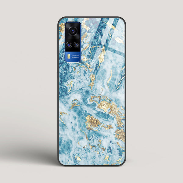 Blue & Gold Marble - vivo Y51 Glass Case