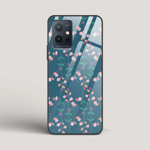 Blue Floral Pattern - vivo Y75 5G Glass Case