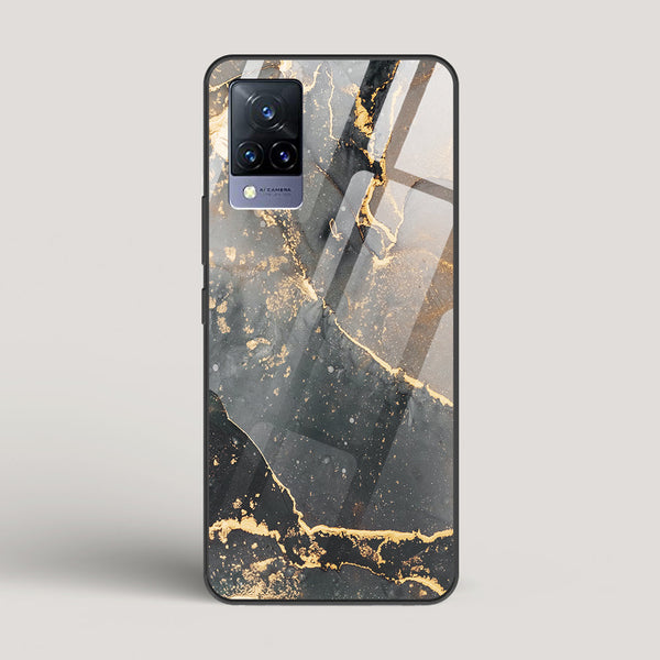 Black Gold Marble - vivo V21 Glass Case