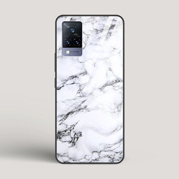 Marble White Luna  - vivo V21 Glass Case
