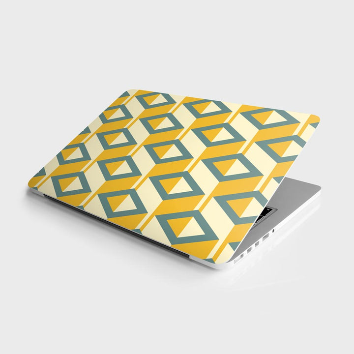 Yellow And Blue Geometric Pattern - Laptop Skins