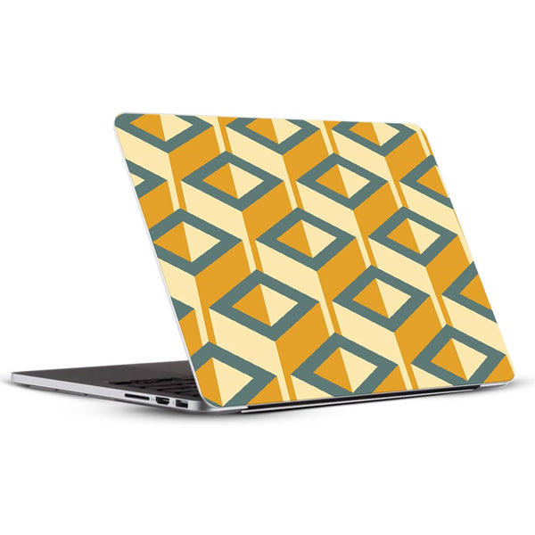 Yellow And Blue Geometric Pattern - Laptop Skins