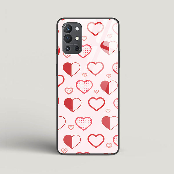 Abstract Heart Pattern - Oneplus 9R Glass Gripper Case
