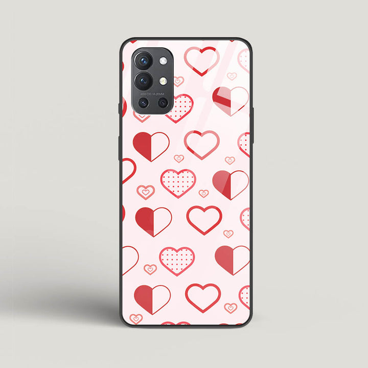 Abstract Heart Pattern - Oneplus 9R Glass Gripper Case
