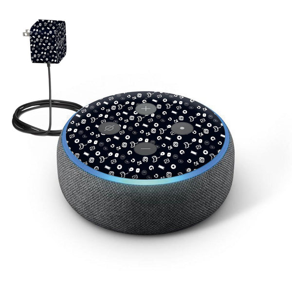 icons doodle black skin of Amazon Echo Dot (3rd Gen) by sleeky india