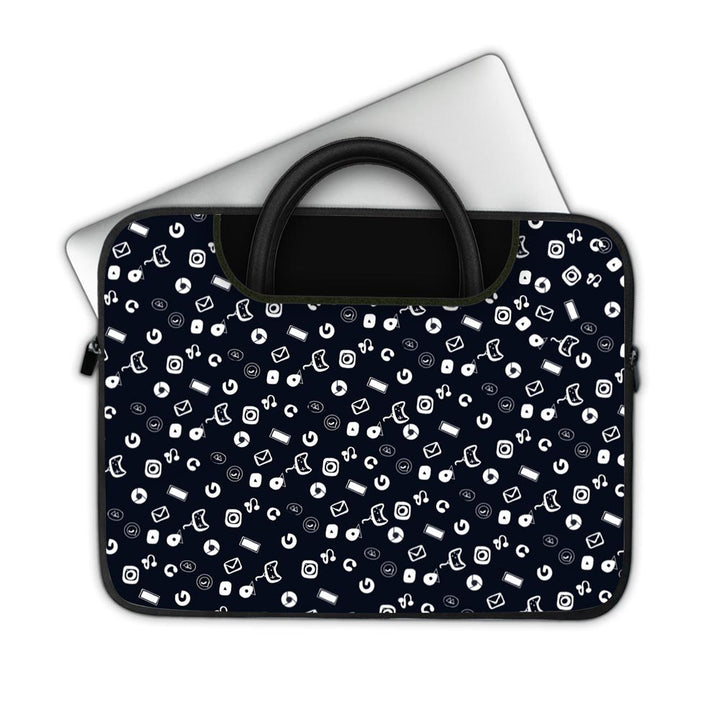 Black Icon Doddle - Pockets Laptop Sleeve