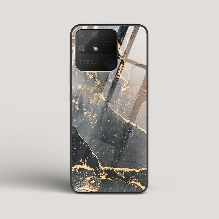 Black Gold Marble - Realme Narzo 50A Glass Case