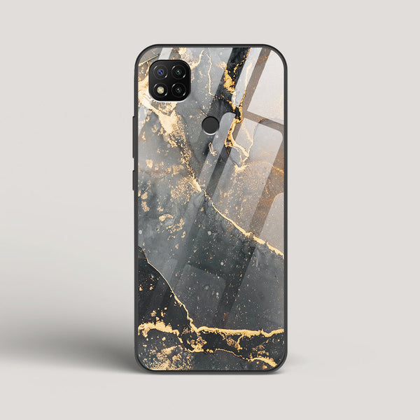 Black Gold Marble - Redmi 9 Glass Case