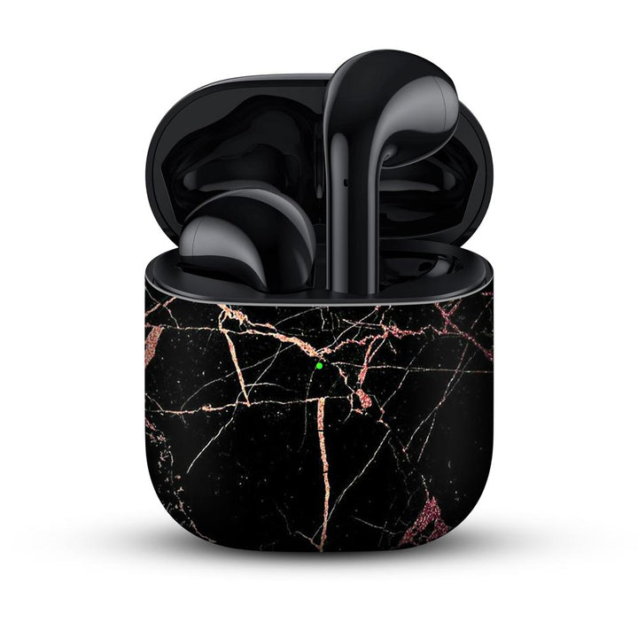 Black Marble skin for realme buds air by sleeky india