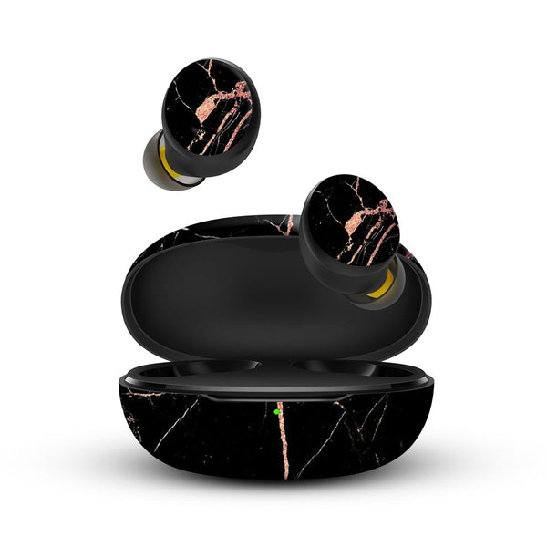 black marble skins for realme buds q by sleeky india
