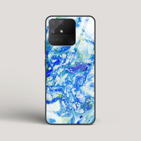 Blue Acid Marble - Realme Narzo 50A Glass Case