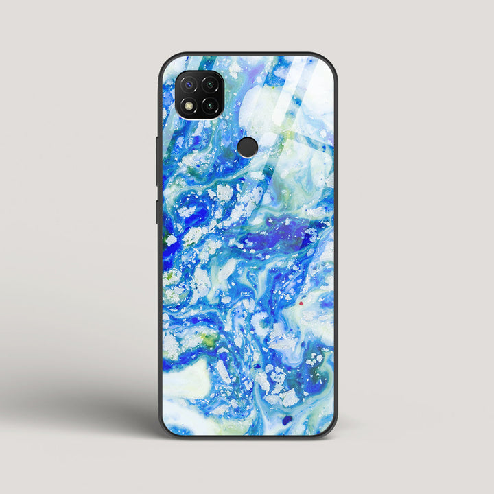 Blue Acid Marble - Redmi 9 Glass Case