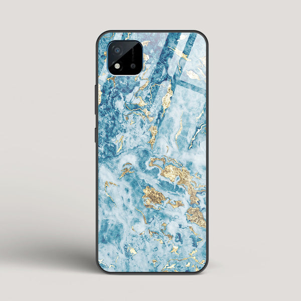 Blue & Gold Marble - Realme C20 Glass Case