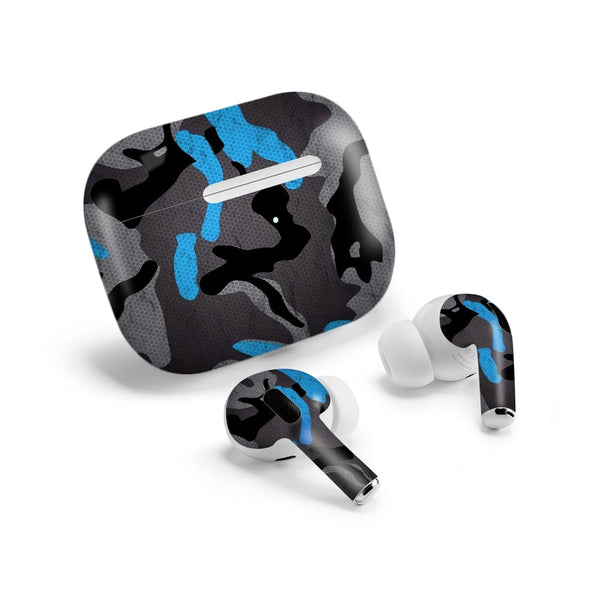 blue camo pattern airpods pro skin by sleeky india