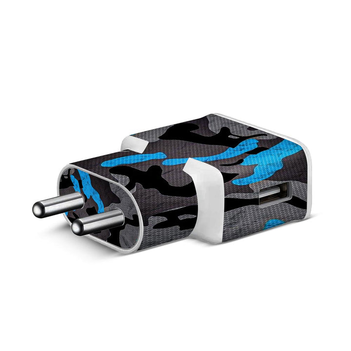 blue pattern camo skin for Samsung S8 Charger by sleeky india 