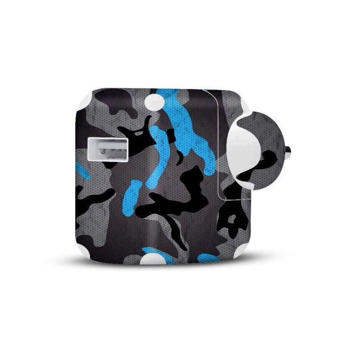 blue pattern camo skin for apple 10W charger 2019 by sleeky india 