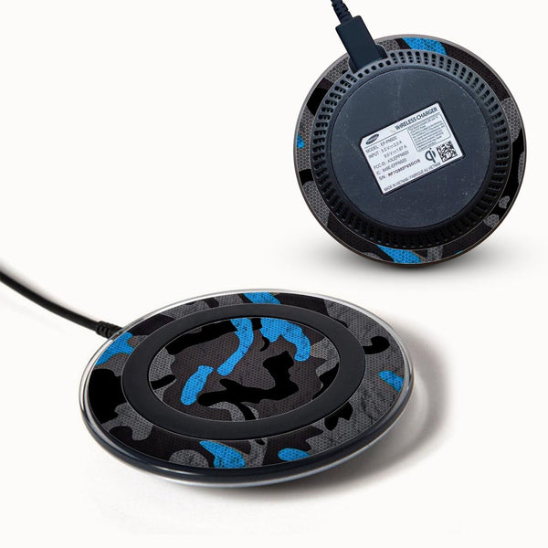 blue pattern camo skin for Samsung Wireless Charger 2015 by sleeky india 