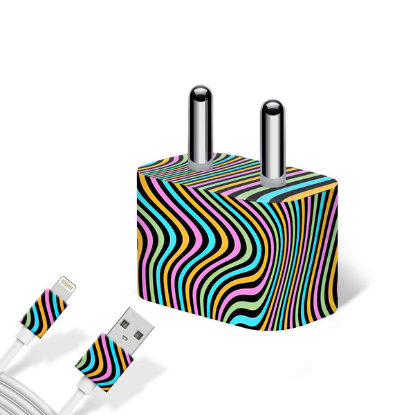 Color Lines - charger skins for apple charger 5W by Sleeky India