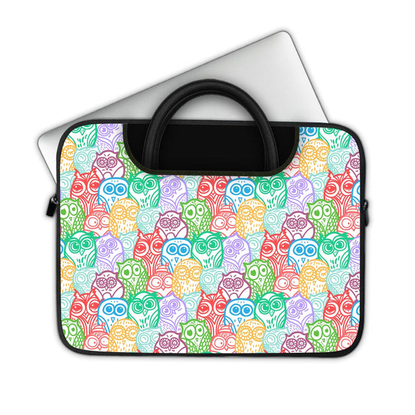 Colorful Owl Pattern - Pockets Laptop Sleeve
