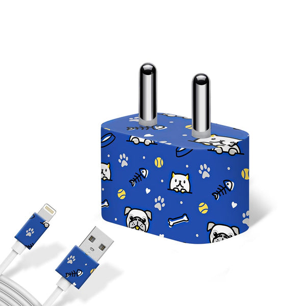 Dogs And Cat Pattern by The Doodliest - Apple charger 5W Skin