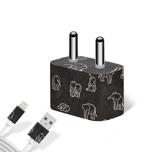Elephant Doodle - charger skins for apple charger 5W by Sleeky India