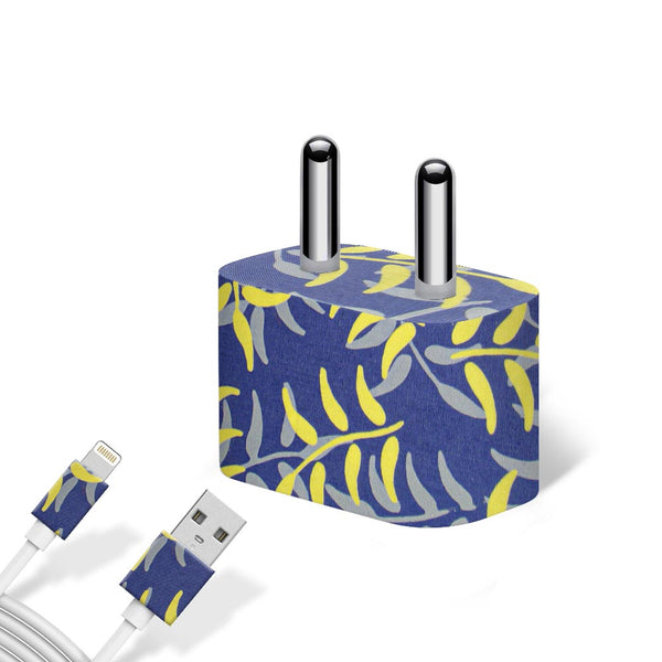 Fabric-flora - charger skins for apple charger 5W by Sleeky India