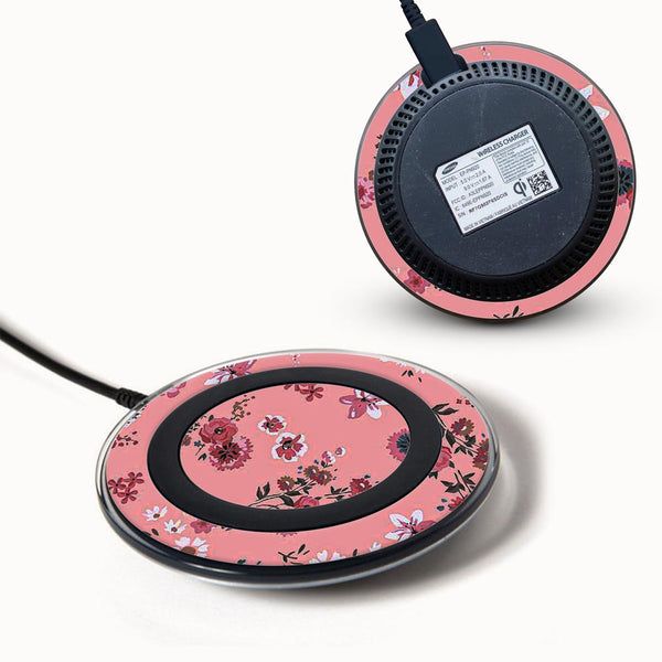 floral pink skin for Samsung Wireless Charger 2015 by sleeky india