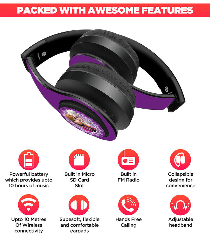 Frozen Purple Love - Decibel Wireless On Ear Headphones By Sleeky India, Marvel Headphones, Dc headphones, Anime headphones, Customised headphones 