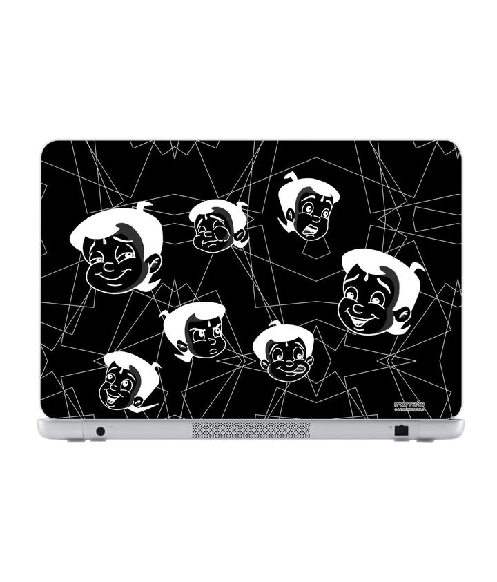 Moods Of Bheem Black - Skins for Generic 15.6" Laptops (26.9 cm X 21.1 cm) By Sleeky India, Laptop skins, laptop wraps, surface pro skins