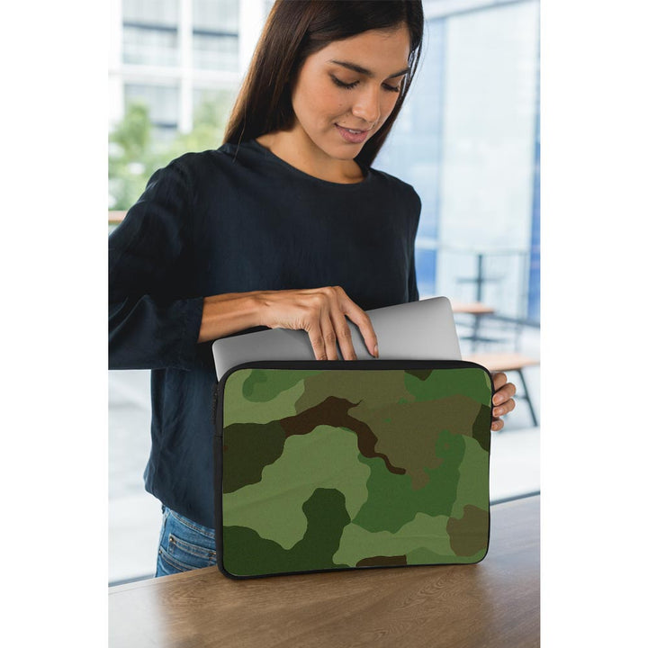 green seamless camo designs laptop sleeves by sleeky india