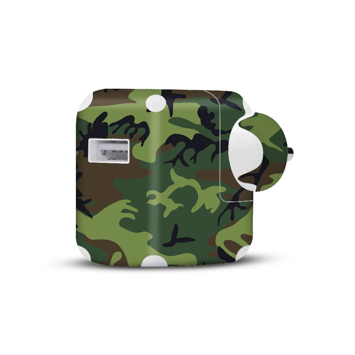 green soldier camo skin for apple 10W charger 2019 by sleeky india 