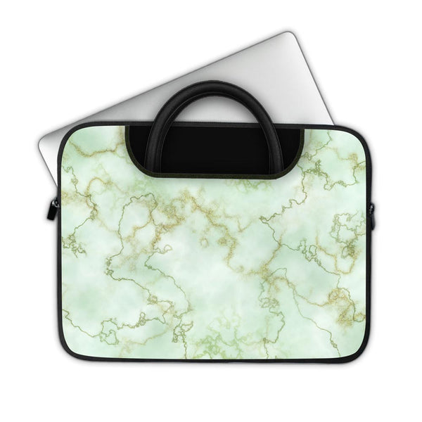 Green Textured Marble - Pockets Laptop Sleeve