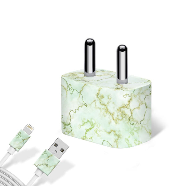 Green Textured Marble - Apple charger 5W Skin