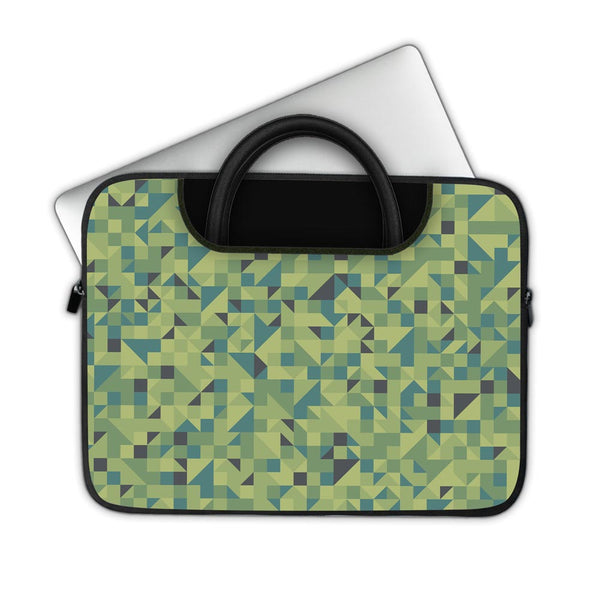 Green Triangled Background - Pockets Laptop Sleeve