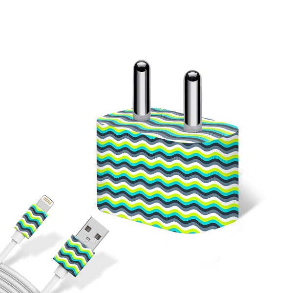 Green Yellow Waves - Apple charger 5W Skin