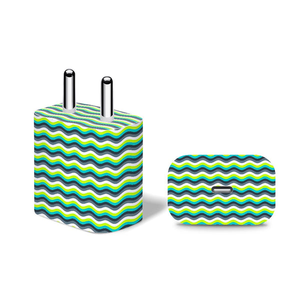Green Yellow Waves - Apple 20W Charger Skin