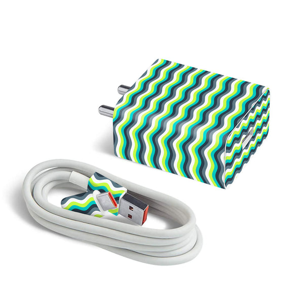 Green Yellow Waves - MI 22.5W & 33W Charger Skin