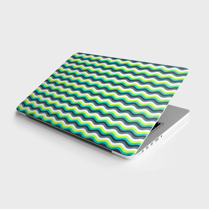 Green Yellow Waves - Laptop Skins